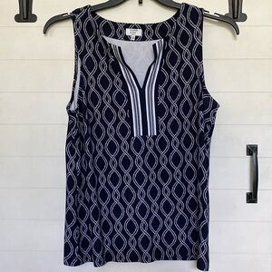 Crown and Ivy Navy Nautical Rope Tank - Medium Petite
